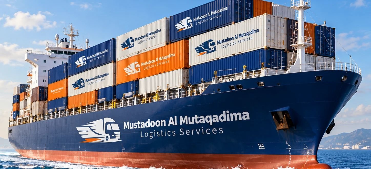 سفينة حاويات محمّلة بحاويات مستعدون المتقدمة في عرض البحر